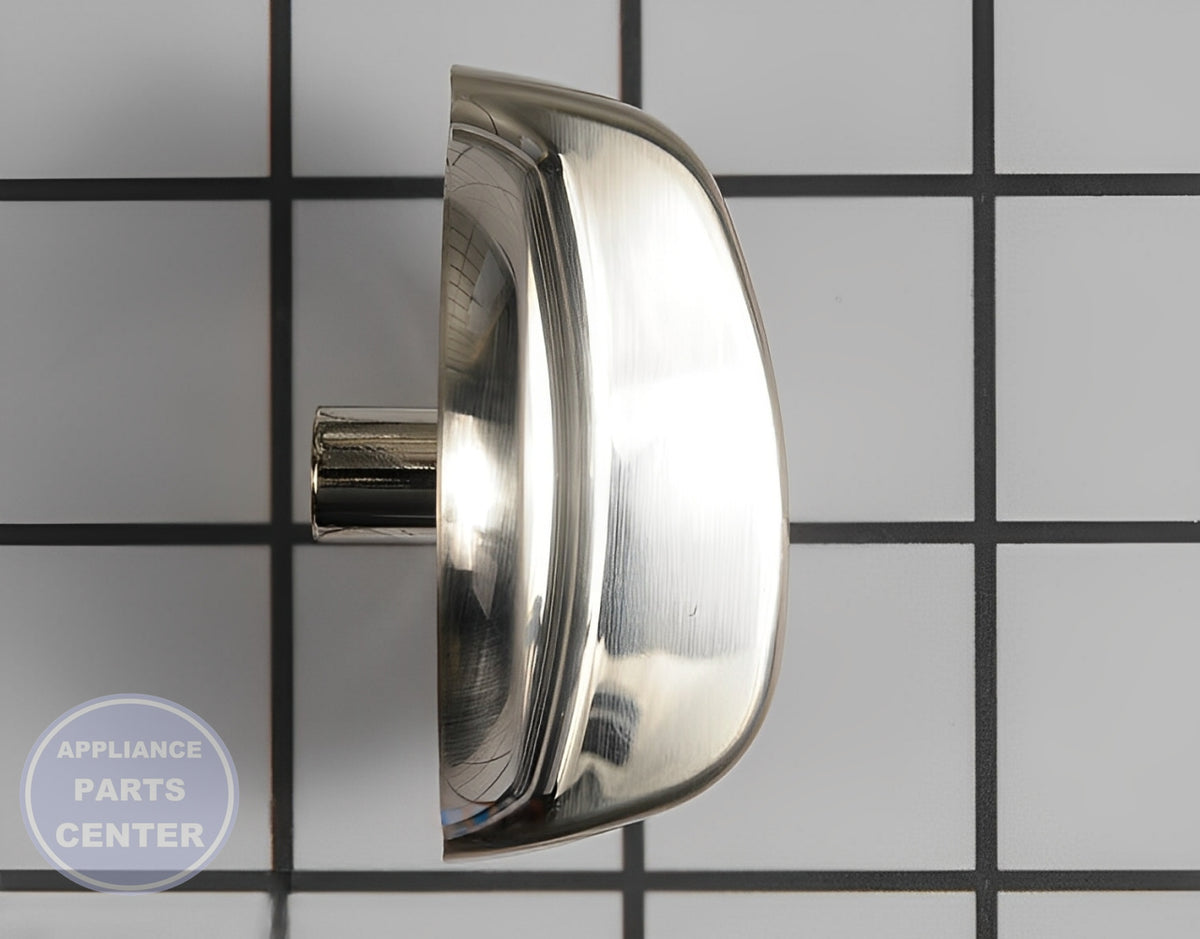 GE OVEN BURNER KNOB CHROME - Detailed view of chrome knob design
