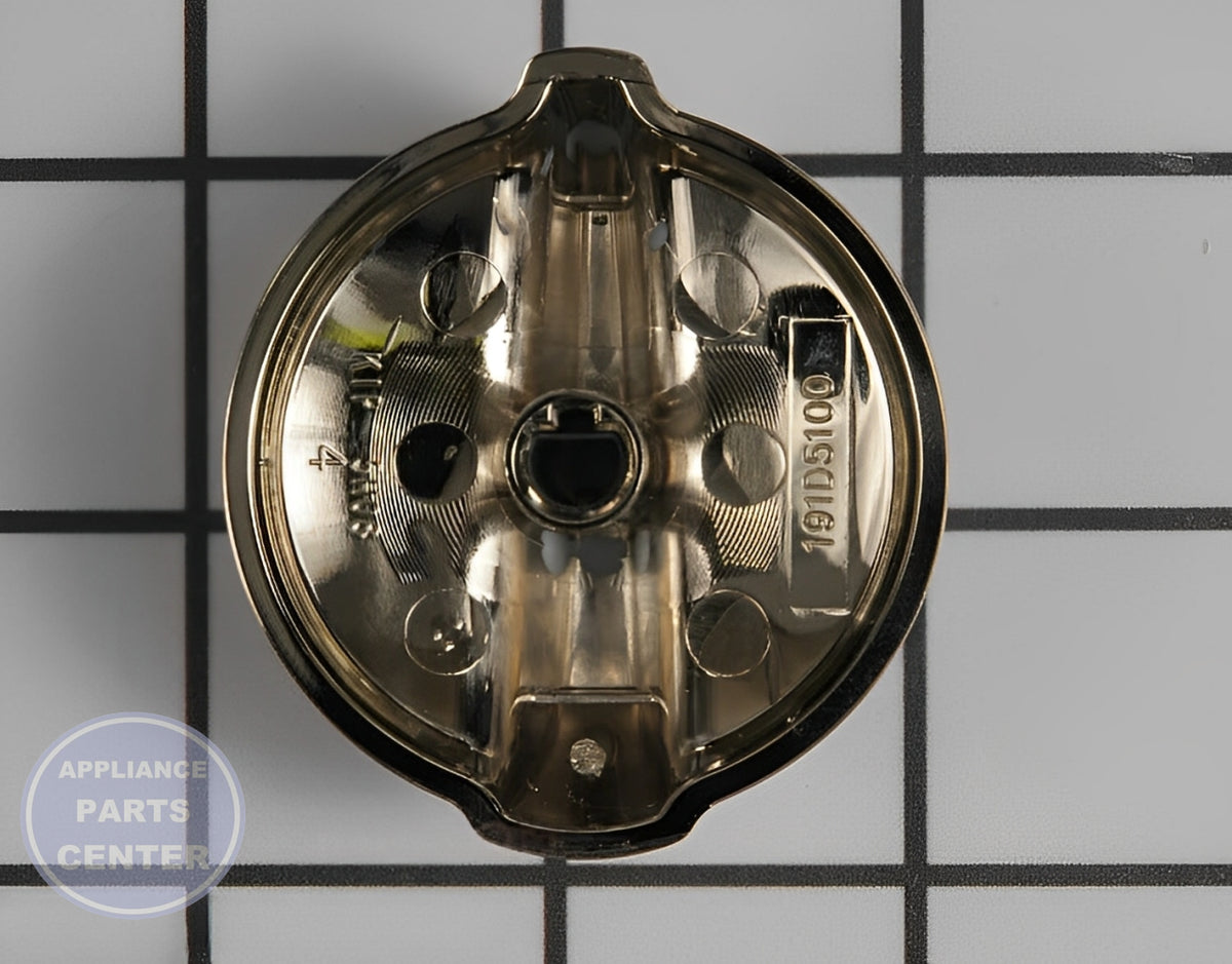 GE OVEN BURNER KNOB CHROME - Side view with precise measurements