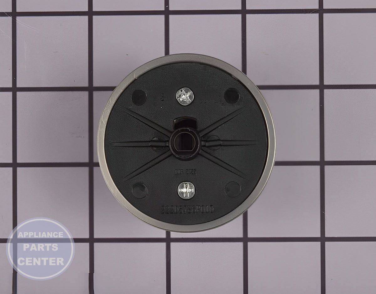 GE STAINLESS STEEL KNOB WB03X24988 - Side view with durable stainless steel construction