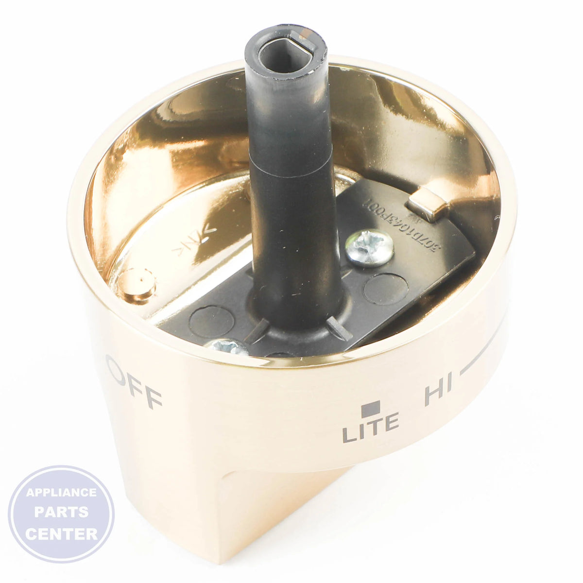 GEH BRUSHED BRASS KNOB ASM WB03X46000 - Installation in GEH Range model showing secure mounting points