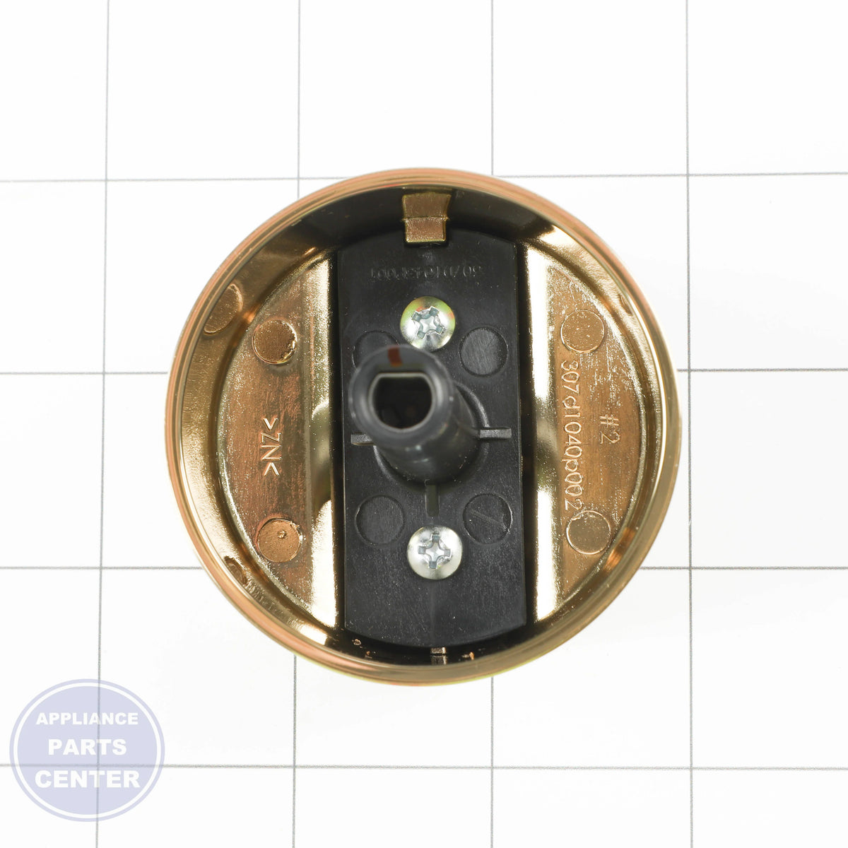 GEH BRUSHED BRASS KNOB ASM WB03X46000 - Installation in GEH Range model showing secure mounting points