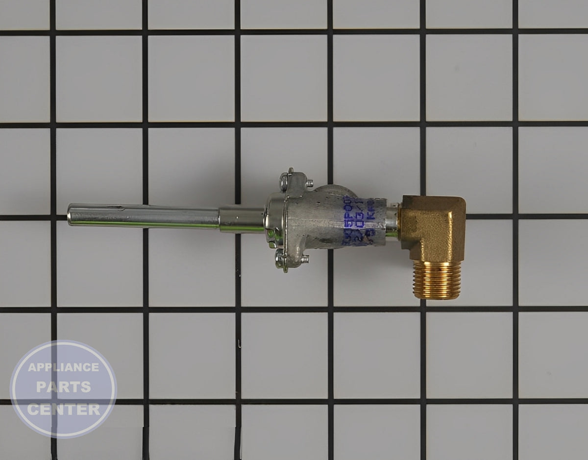 GE OVEN SURFACE BURNER VALVE WB19T10085 - Detailed view of 90-degree angle connection
