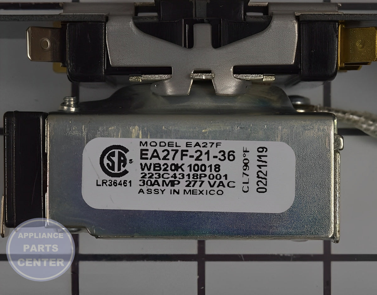 GE Oven Self-Clean Thermostat WB20K10018 - Side view with 500°F heat support