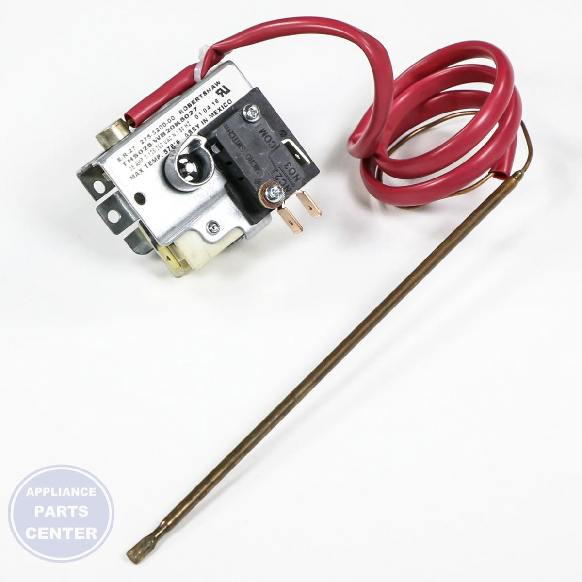 OVEN THERMOSTAT WB20K5027 - Side view with temperature range [specific range]°F