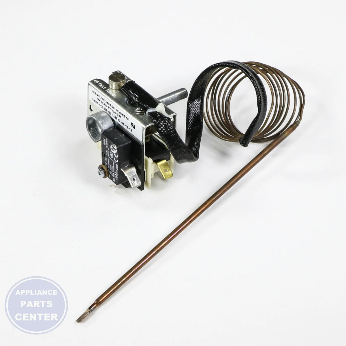 RANGE THERMOSTAT WB20T10022 - Side view with temperature control specs