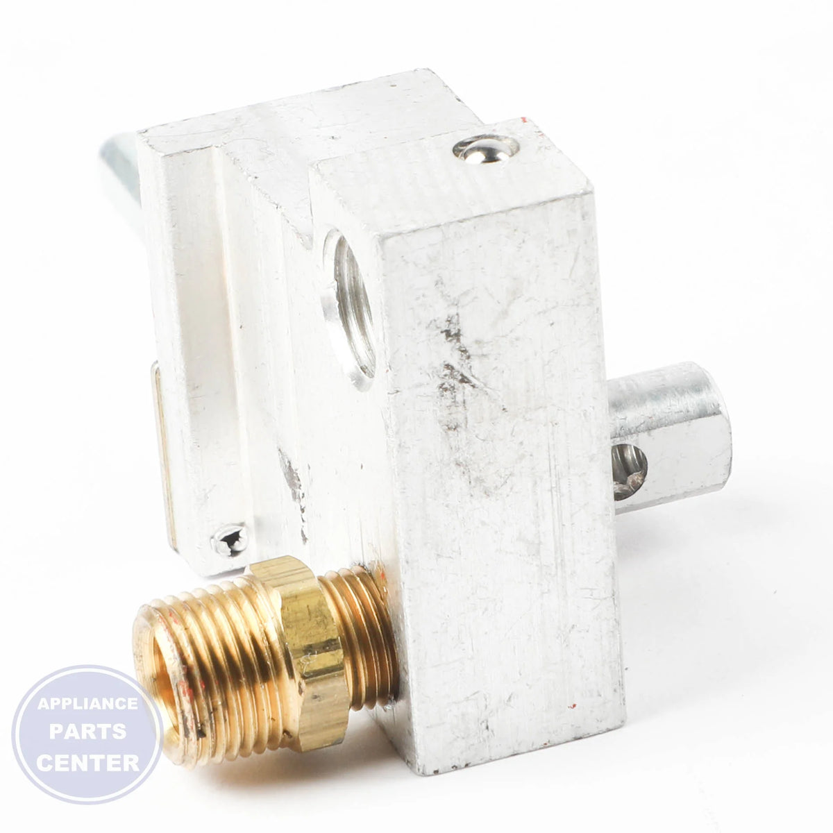 GAS VALVE DUAL CTR WB21X29369 - Side view with precise measurements