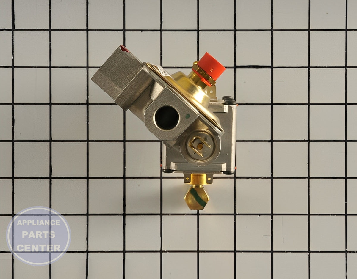 GE OVEN CONTROL VALVE ASSEMBLY WB21X33225 - Side view with precise measurements and specs