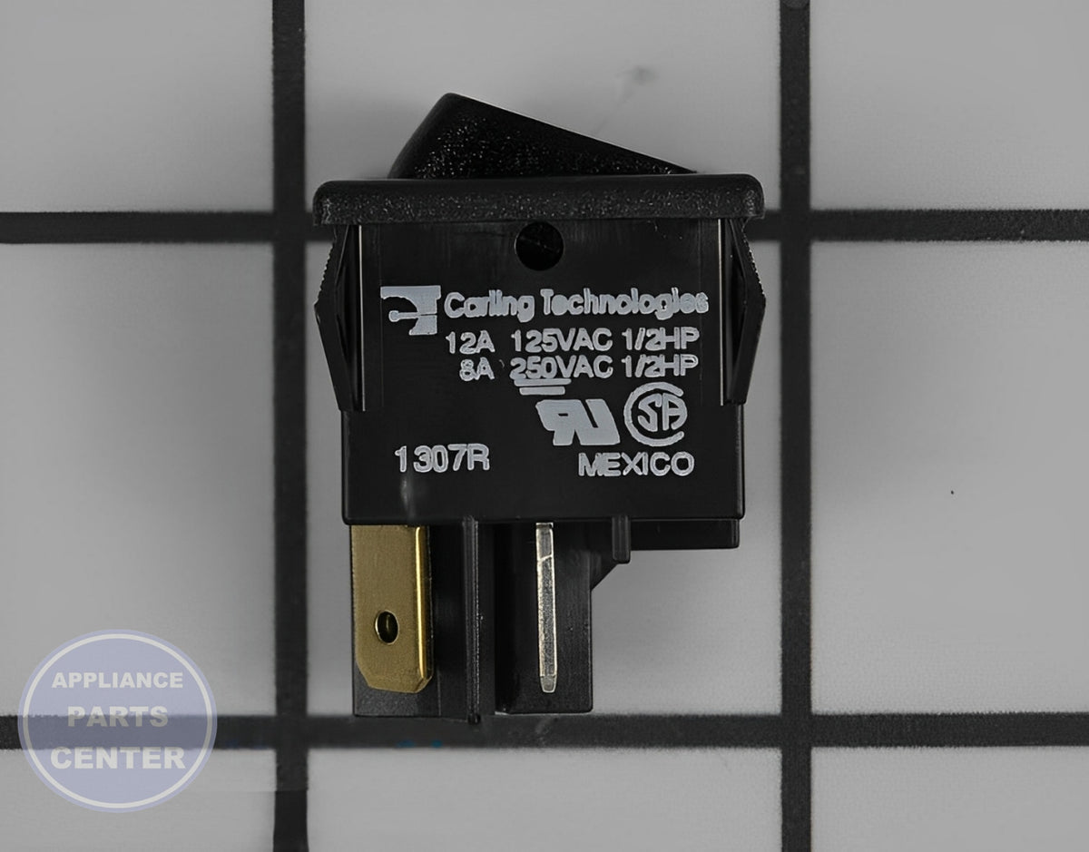 GE OVEN ROCKER SWITCH ELEMENT BLACK WB24T10165 - Detailed view of temperature control switch