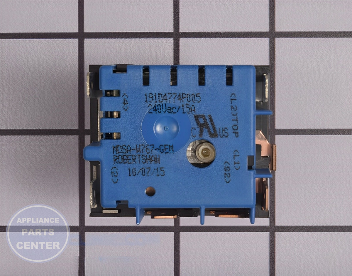 GE OVEN INFINITE SWITCH CONTROL WB24X25013 - Side view with heat control specs
