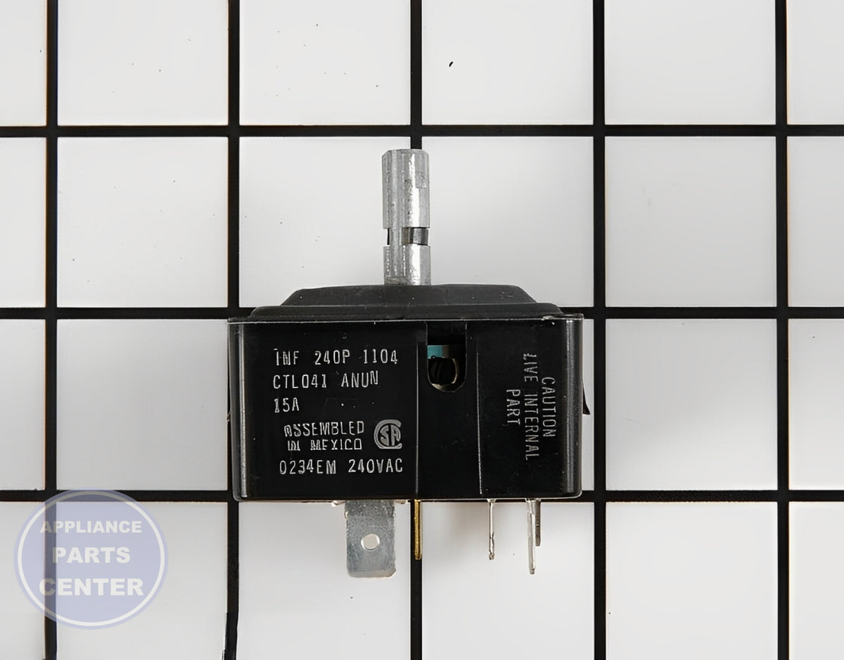 GE OVEN INFINITE CONTROL SWITCH WB24X29365 - Side view with precise temperature settings