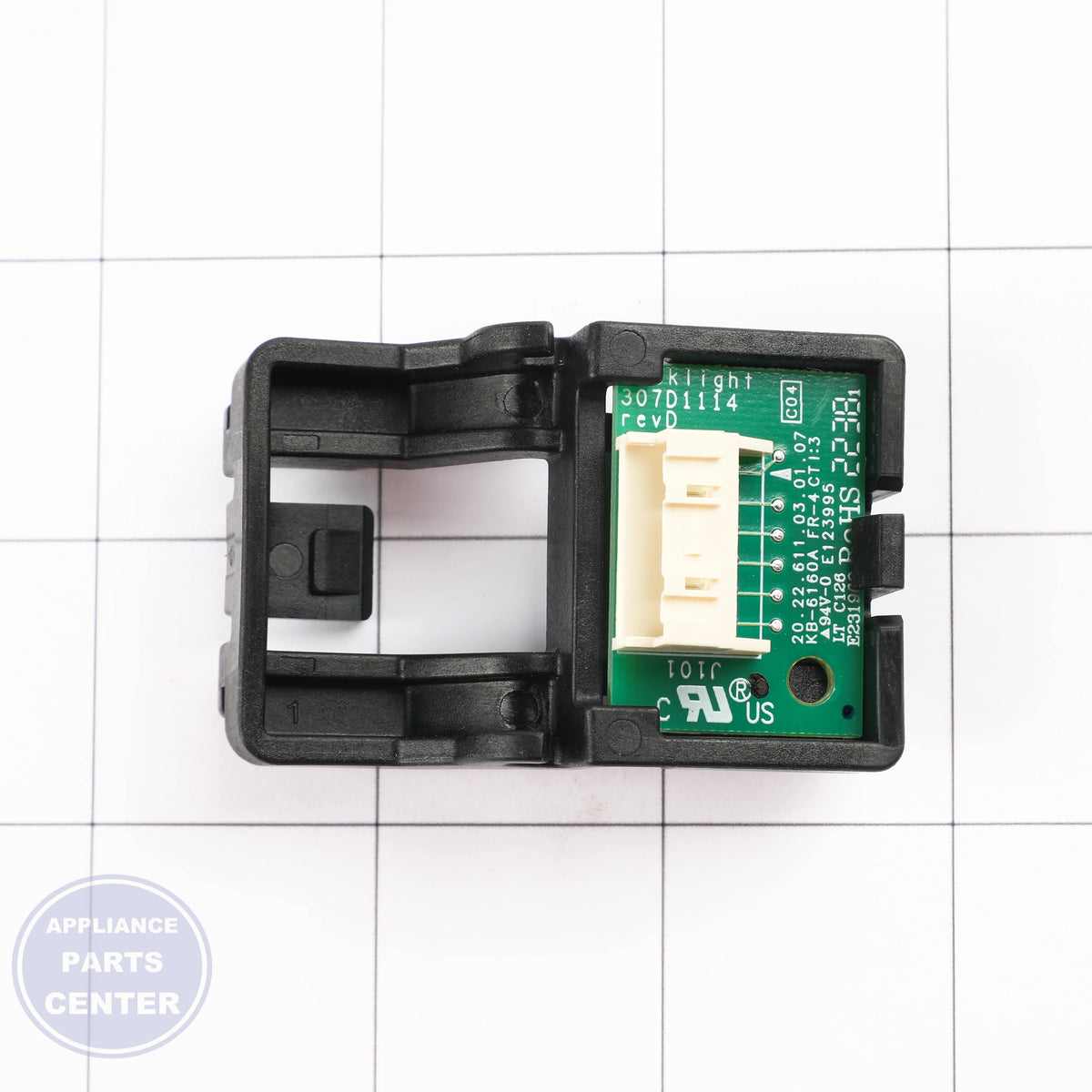 LED BOARD ASM WB24X41110 - Side view with precise measurements and specs