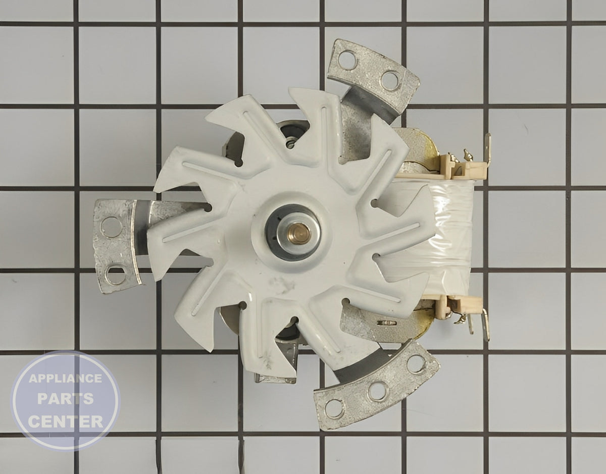 GE Convection Motor WB26K10003 - Installation in GE Range model showcasing key mounting points