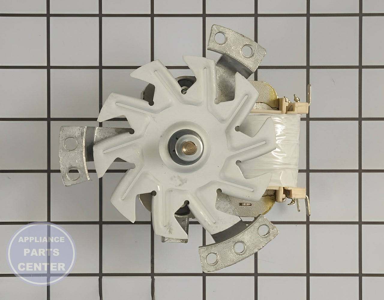 GE Convection Motor WB26K10003 - Installation in GE Range model showcasing key mounting points
