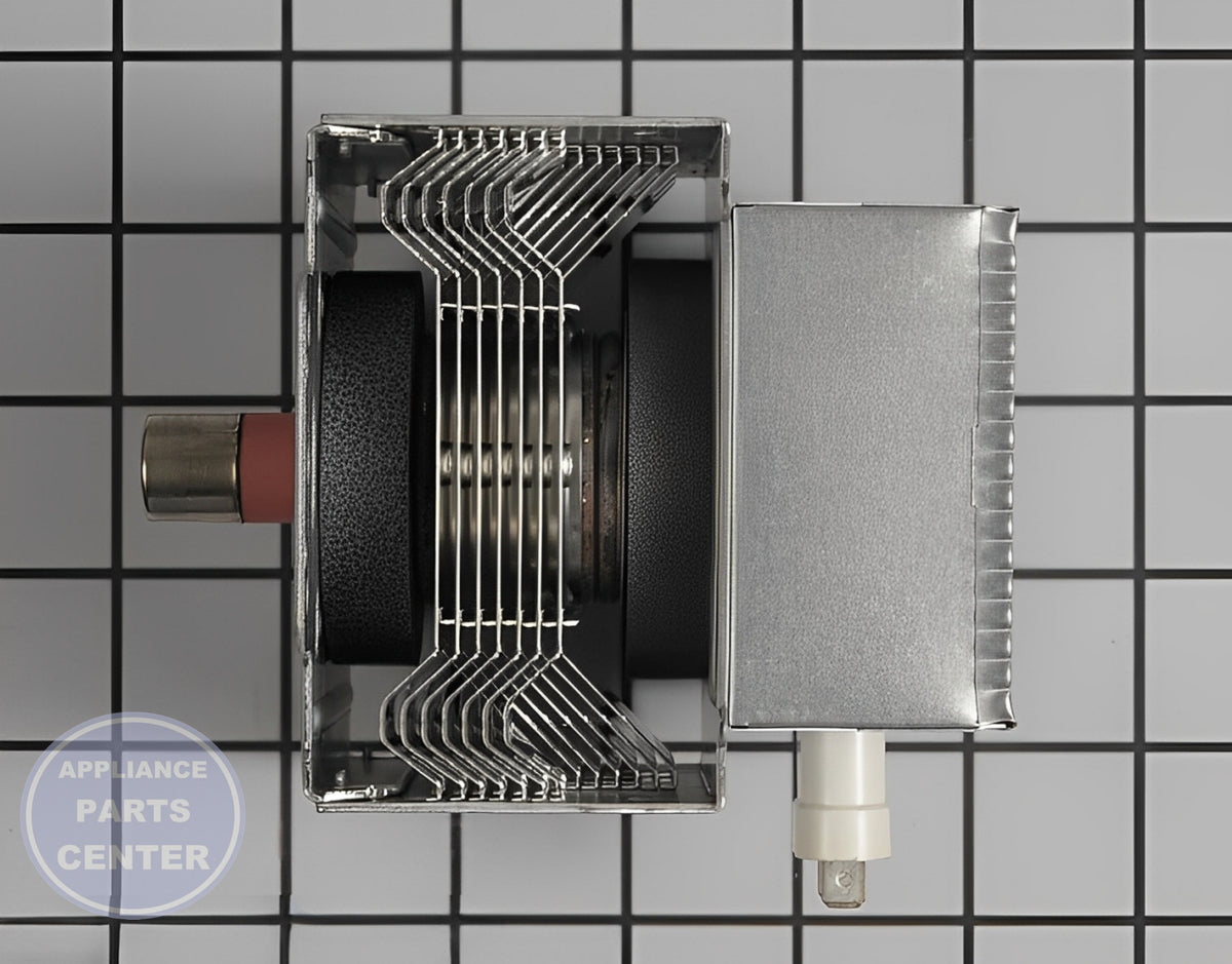 GE OVEN MAGNETRON WB26X32629 - Side view with precise microwave specifications