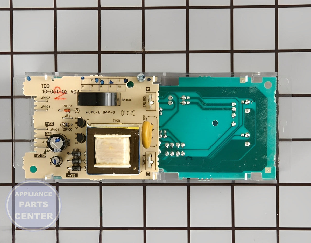 GE OVEN TIMER CONTROL BOARD WB27T10469 - Installation in GEN model showing key mounting points
