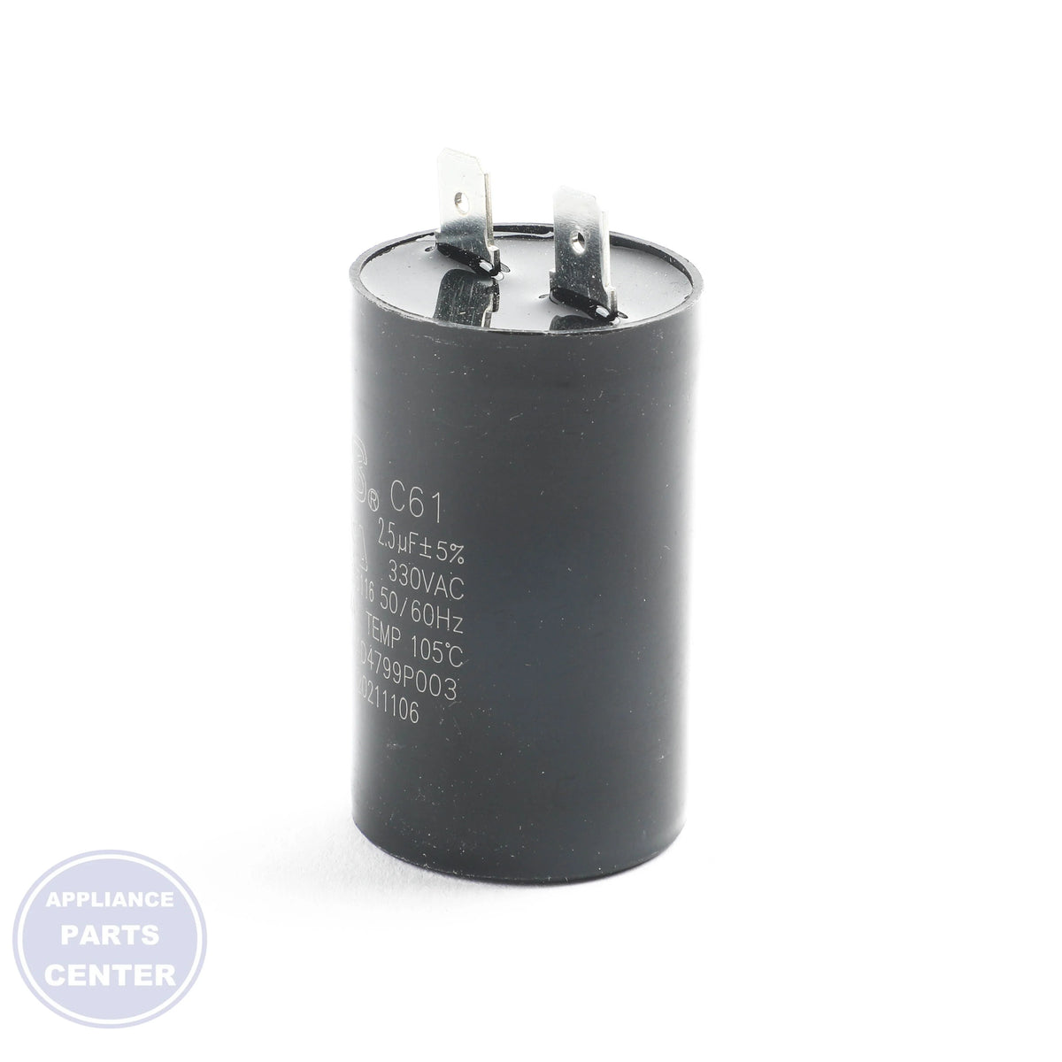 CAPACITOR MOTOR WB27T10662 - Side view with specific measurements