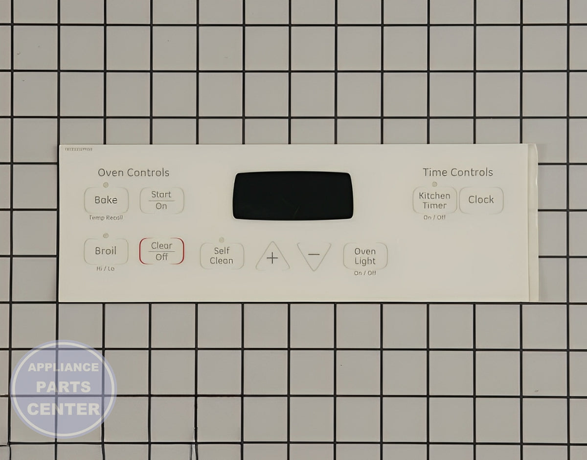 GE OVEN FACEPLATE GRAPHICS WHITE WB27T11014 - Main view showing high-quality graphics for XL44 and Profile Series models