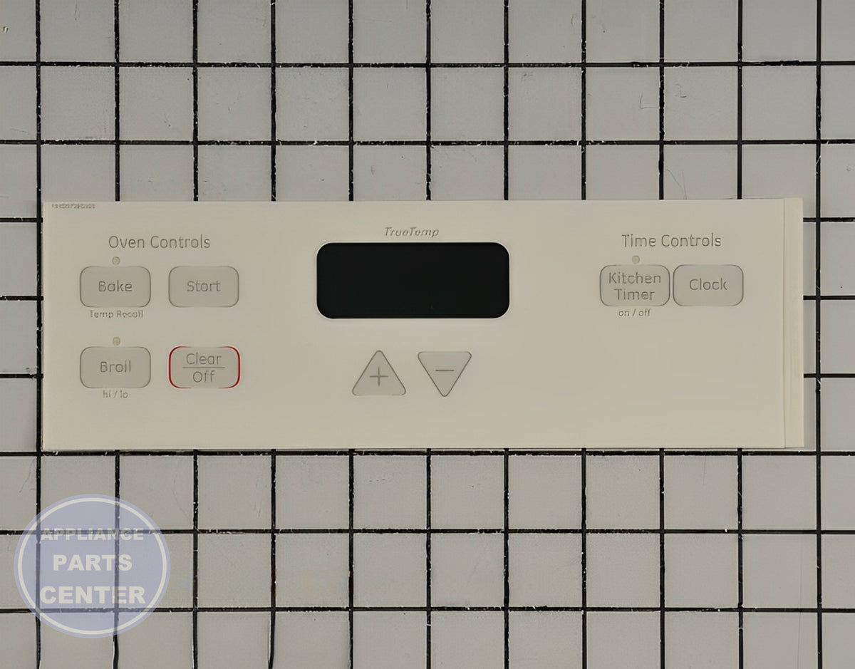 GE Range Faceplate WB27T11090 - Main view showing sleek design for GE Model X