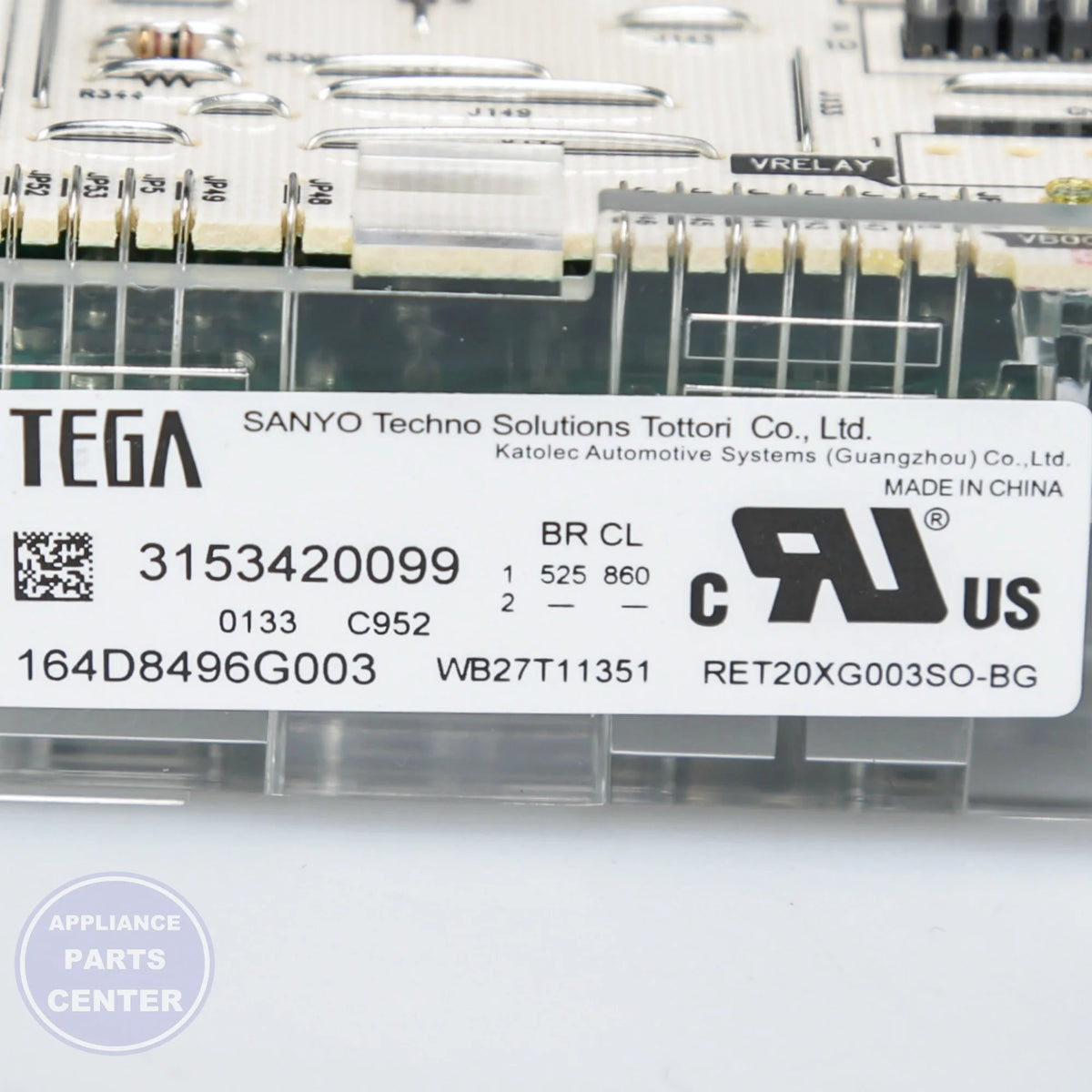 GEH CONTROL BOARD T012 ELE WB27T11351 - Installation in GEH model showcasing key mounting points