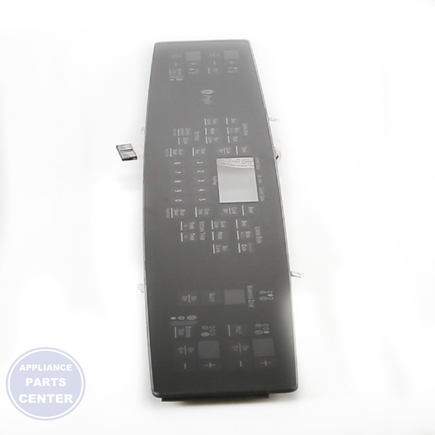 RANGE GLASS CONTROL PANEL WB27T11380 - Side view with exact measurements