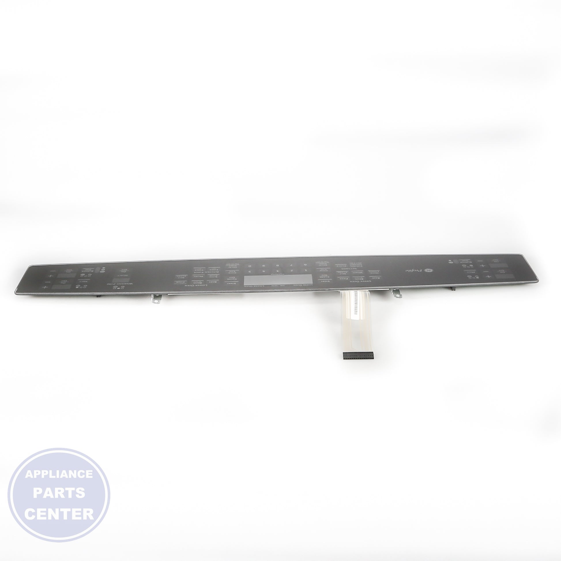 GEH RANGE GLASS CONTROL PANEL WB27T11380 - Installation in specific model showing key mounting points