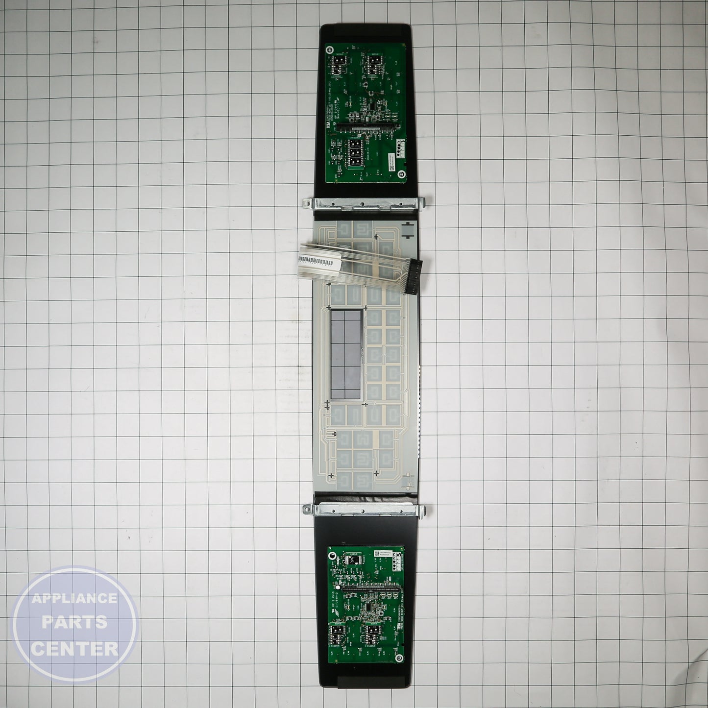 GEH RANGE GLASS CONTROL PANEL WB27T11380 - Installation in specific model showing key mounting points