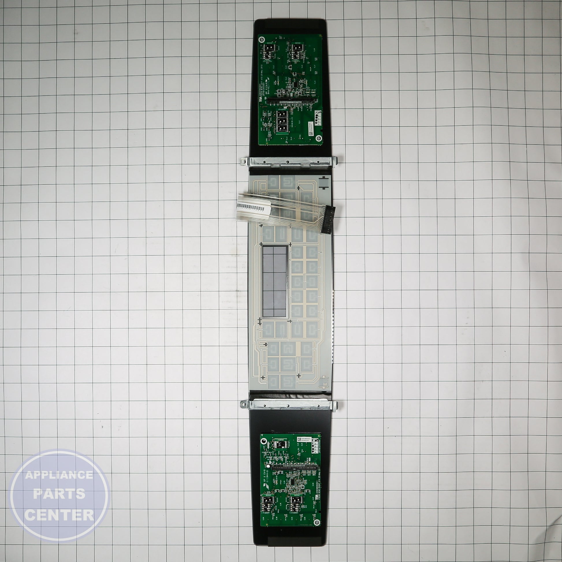 GEH RANGE GLASS CONTROL PANEL WB27T11380 - Installation in specific model showing key mounting points