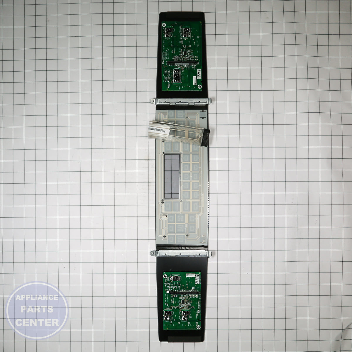 GEH RANGE GLASS CONTROL PANEL WB27T11380 - Installation in specific model showing key mounting points