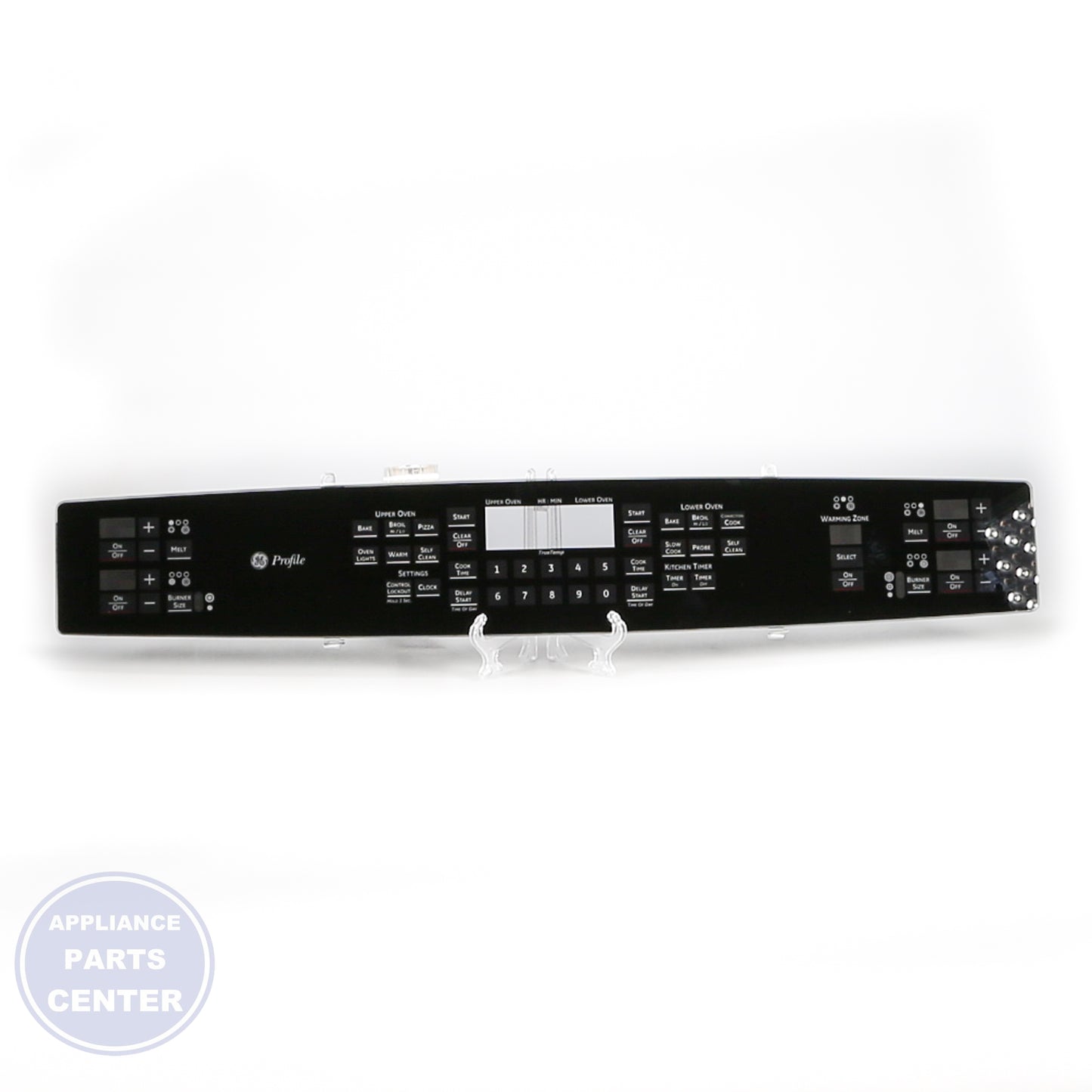 GEH RANGE GLASS CONTROL PANEL WB27T11380 - Installation in specific model showing key mounting points