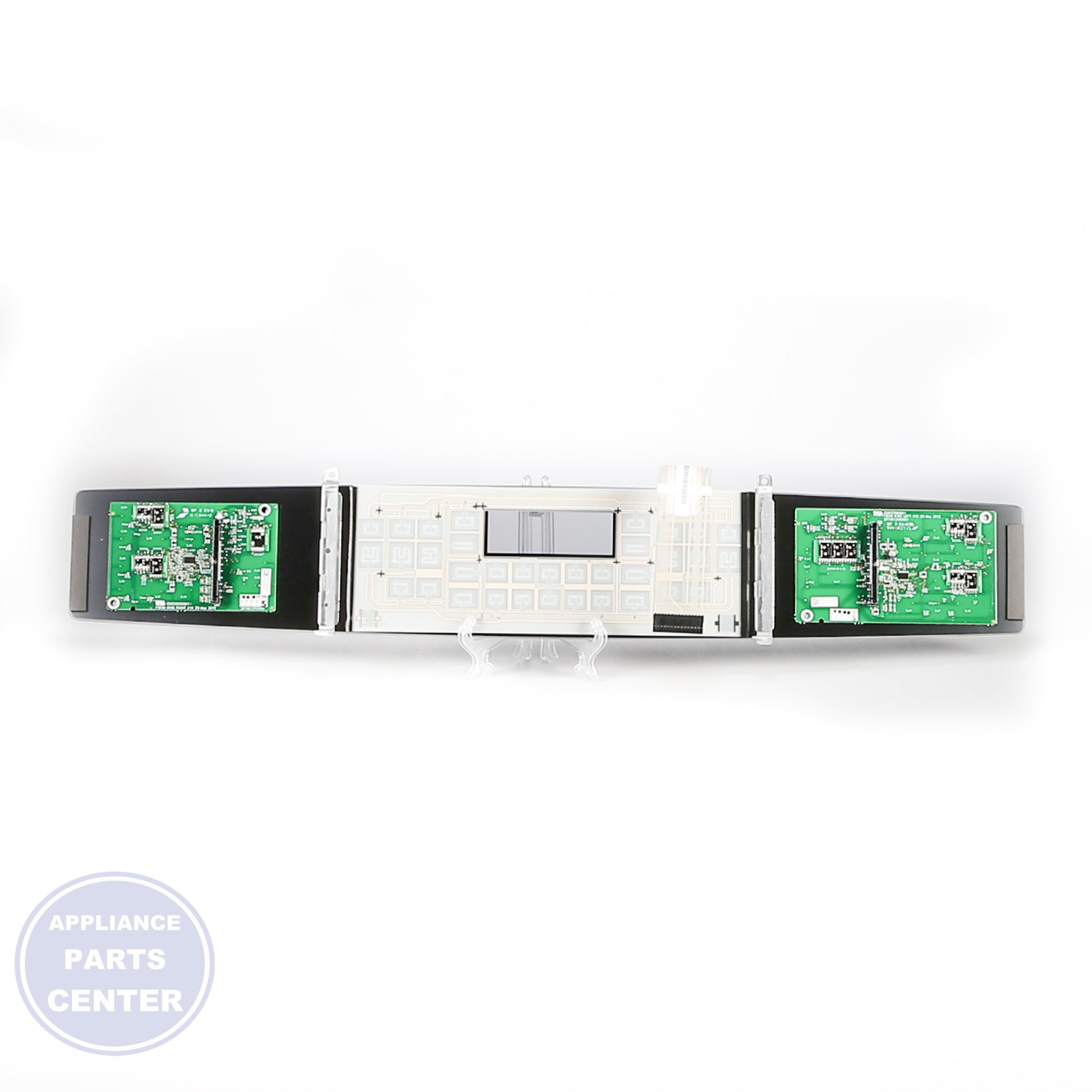 GEH RANGE GLASS CONTROL PANEL WB27T11380 - Installation in specific model showing key mounting points