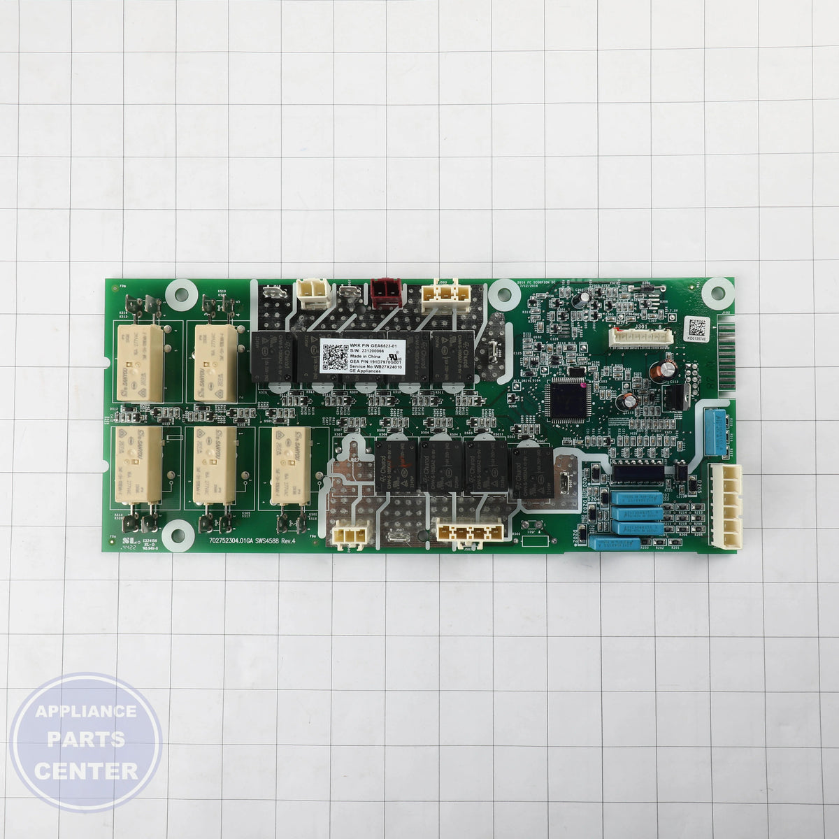 BOARD RELAY MACHINE CTRL WB27X24010 - Side view with precise circuitry specs