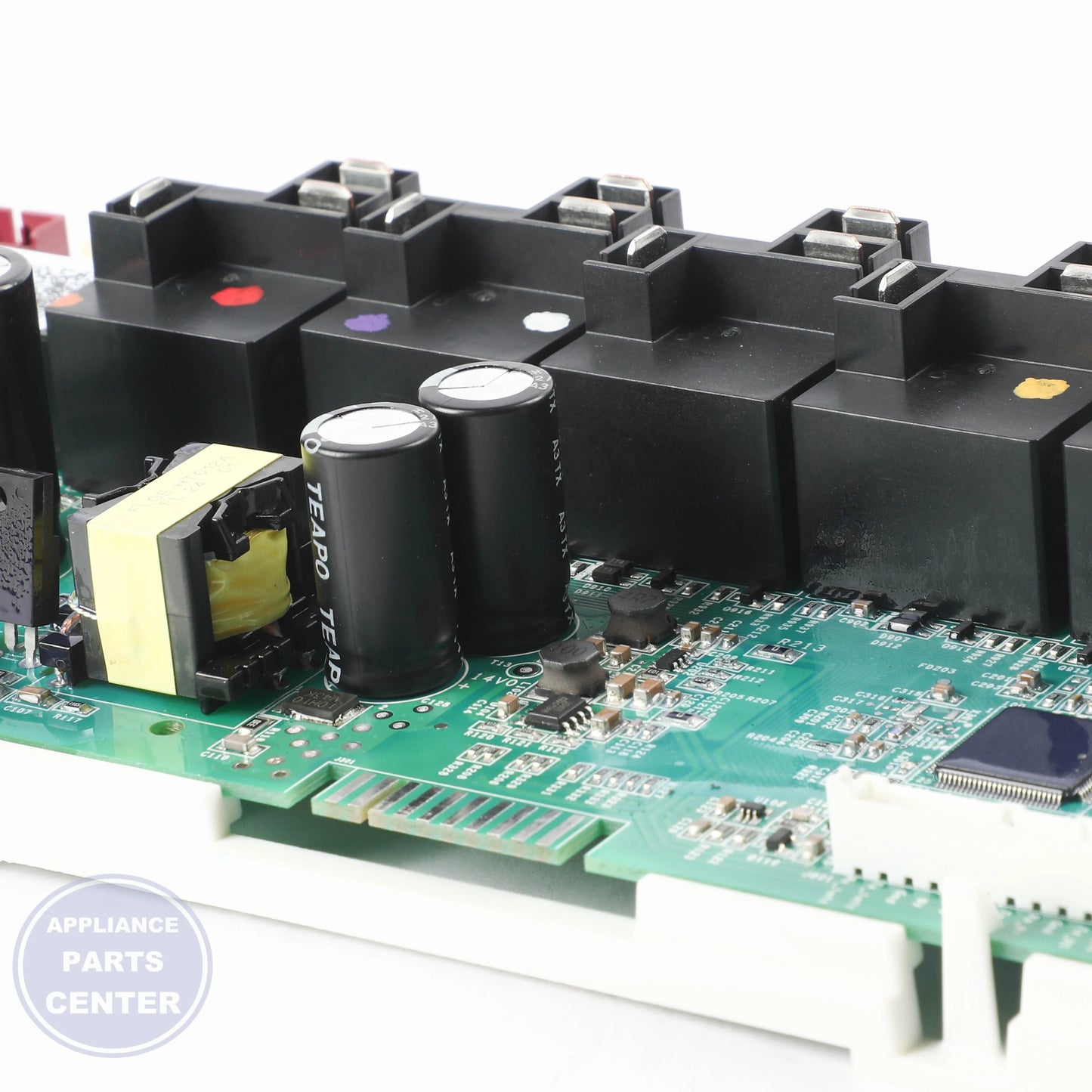 MACHINE BOARD WITH FRAME WB27X29493 - Detailed view of timer and circuit board functions