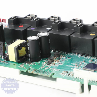 MACHINE BOARD WITH FRAME WB27X29493 - Detailed view of timer and circuit board functions