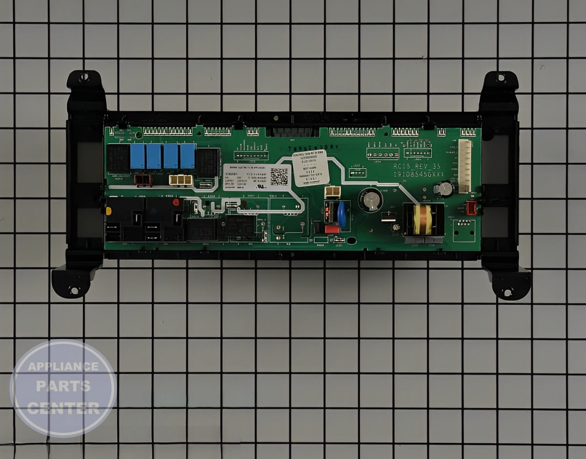 GE OVEN DORIAN GRAY OVERLAY AND CONTROLLER WB27X32205 - Detailed view of high-quality circuit board and timer