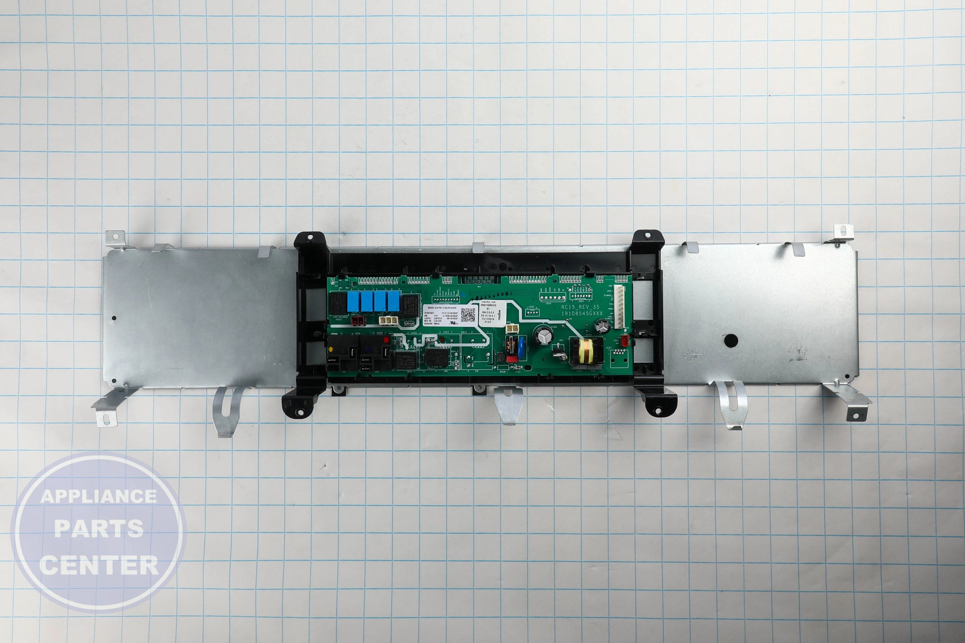 GEH DORIAN GRAY OVERLAY AND CONTROL WHITE LE WB27X32210 - Installation in GEH Range model showcasing key mounting points
