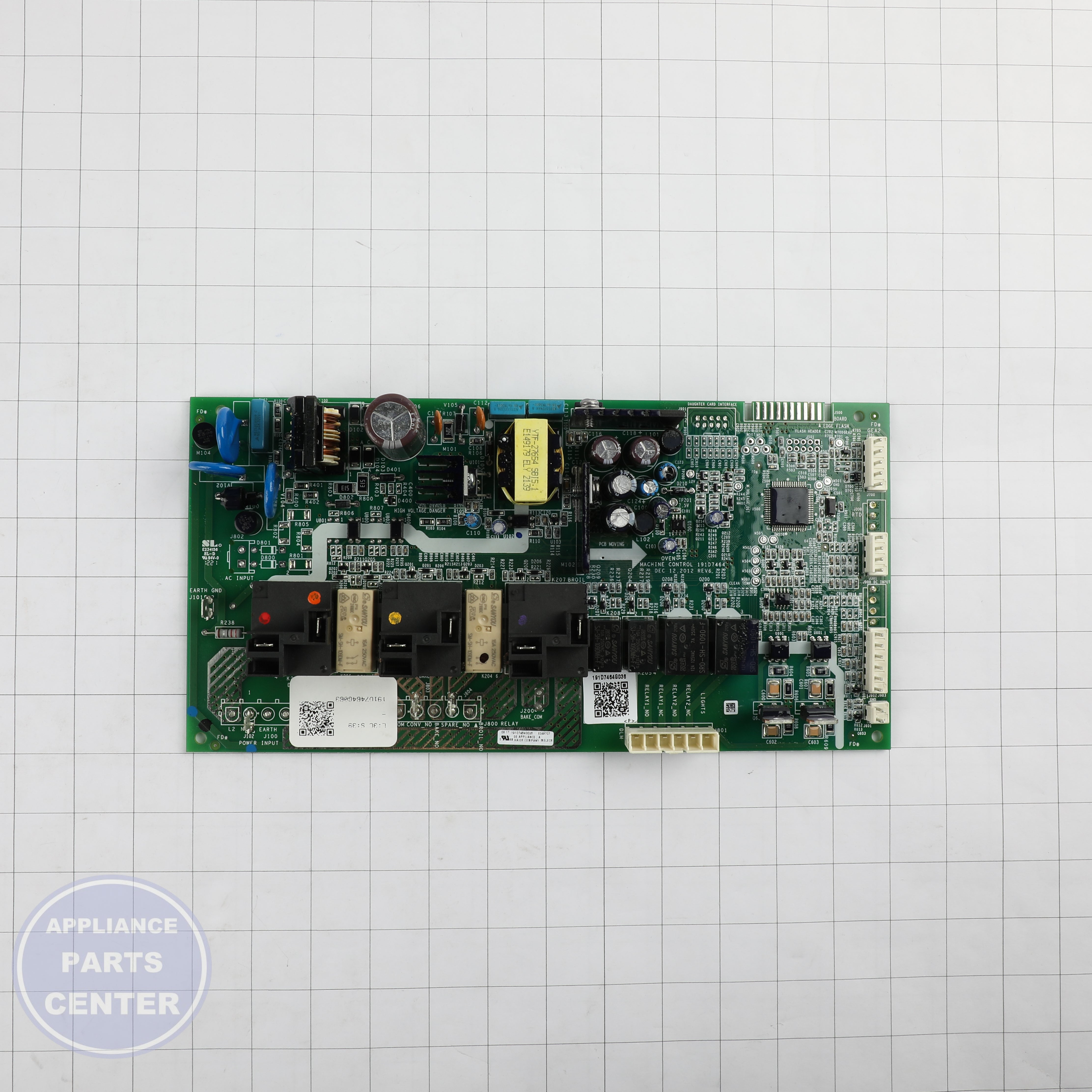 GEH BOARD MACHINE CONTROL WB27X32430 - Installation in GEH models showing key mounting points
