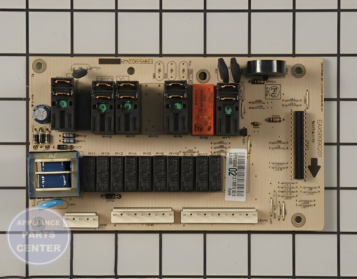 GE Relay Board WB27X32767 - Main view showing secure mounting for GE microwaves and ovens