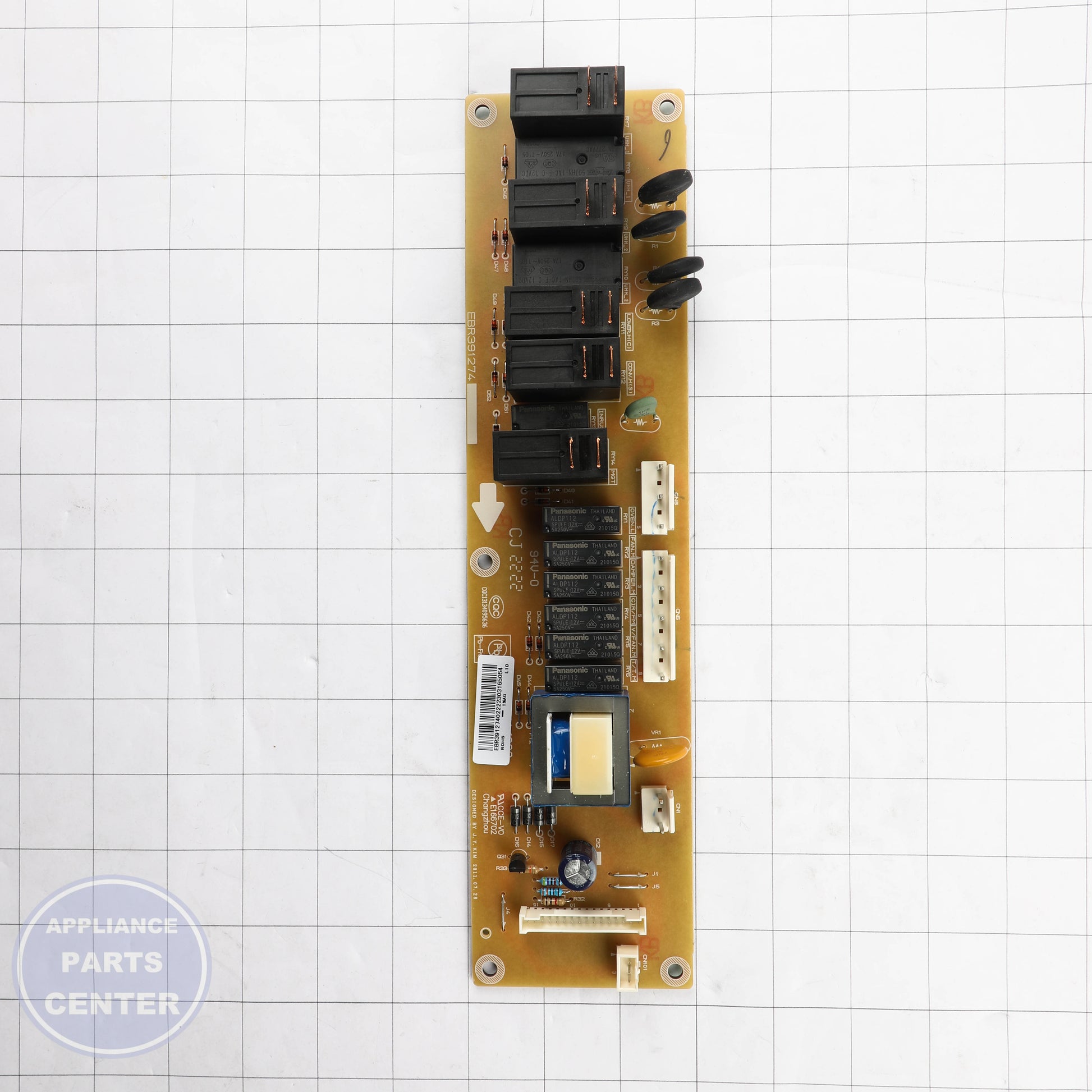 GEH RELAY BOARD WB27X33045 - Installation in GEH model showing mounting points