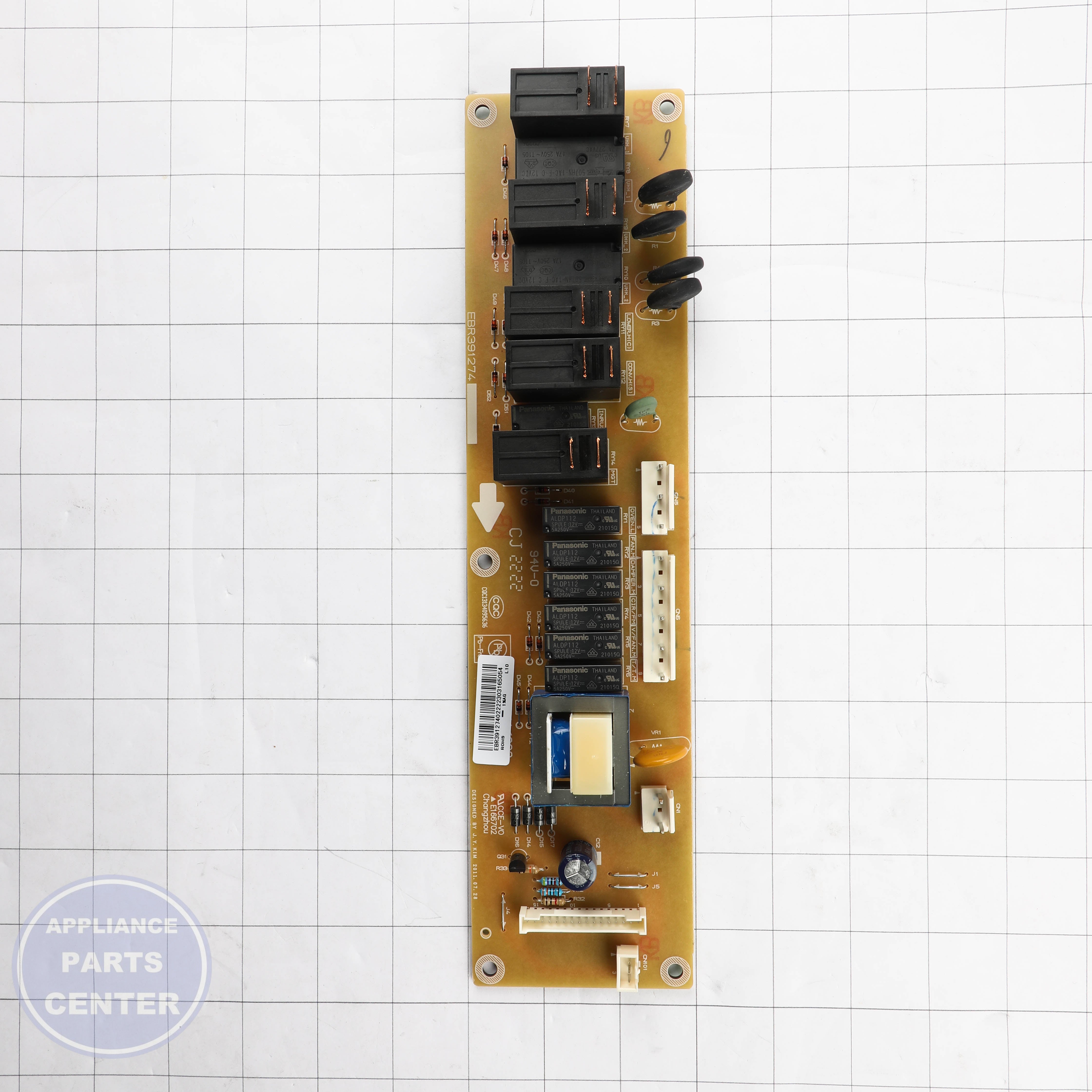 GEH RELAY BOARD WB27X33045 - Installation in GEH model showing mounting points