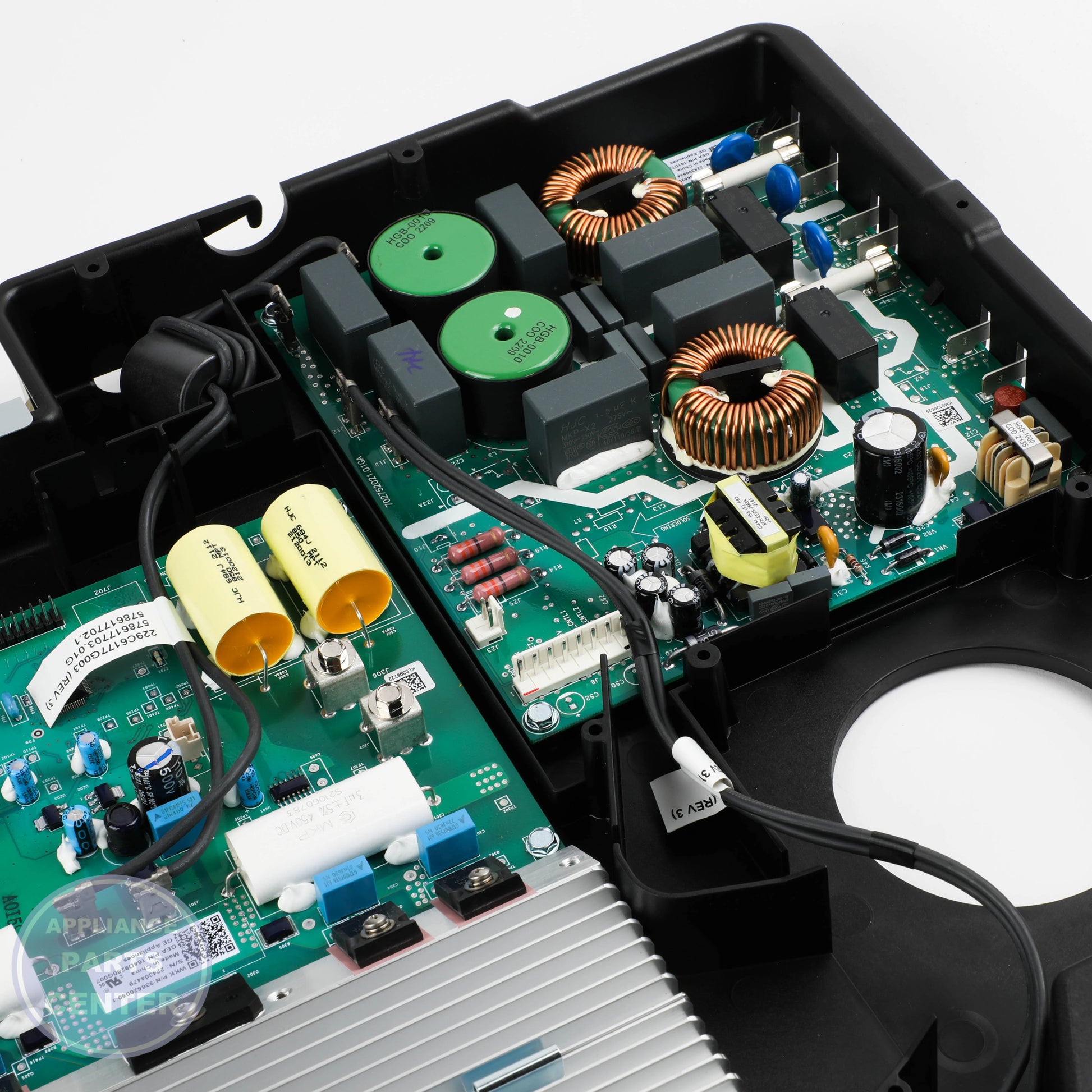 INDUCTION CONTROL ASM KIT WB27X33085 - Side view with precise specifications