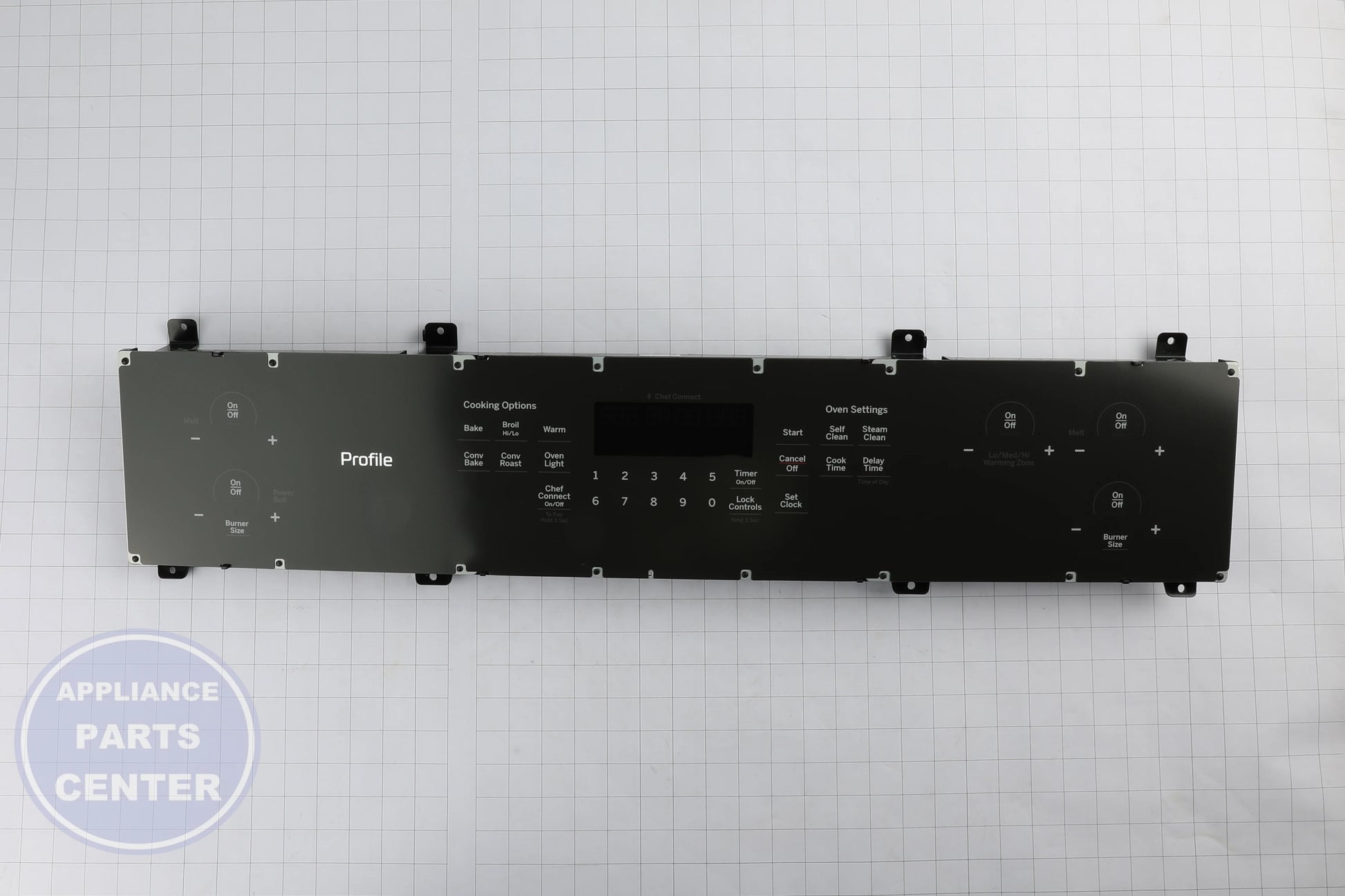 GEH OVEN CONTROL AND OVERLAY ASM WB27X33134 - Installation in GEH model showing key mounting points
