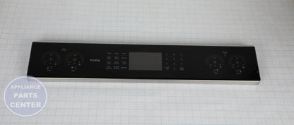 BLACK STAINLESS CONTROL PANEL OVERLAY WB27X33633 - Side view with precise measurements