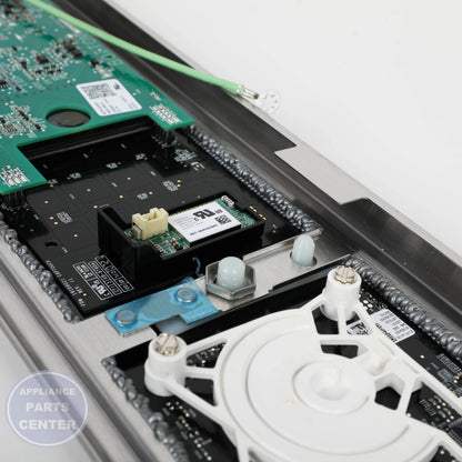 GEH BLACK STAINLESS CONTROL PANEL OVERLAY WB27X33633 - Installation in GEH range showing easy mounting points
