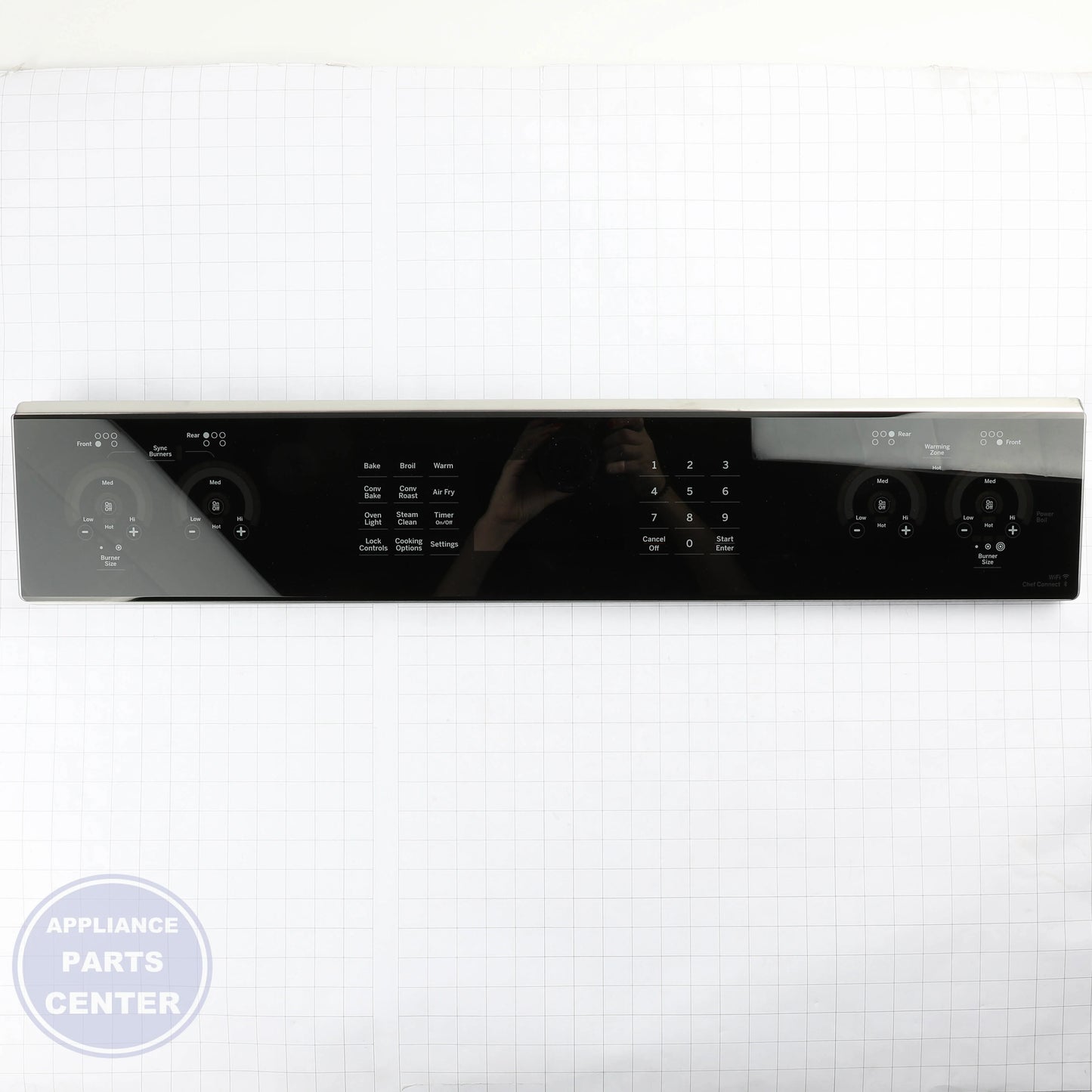 [GEH] CONTROL PANEL STAINLESS WB27X45490 - Installation in GEH model showing mounting points