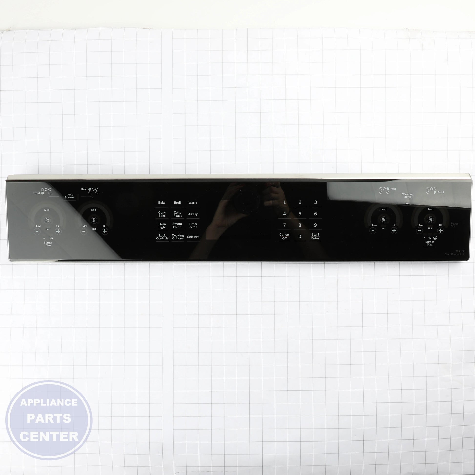 [GEH] CONTROL PANEL STAINLESS WB27X45490 - Installation in GEH model showing mounting points