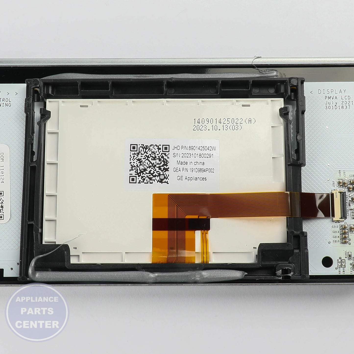 GLASS USER INTERFACE AND BOARD WB27X45326 - Side view with circuit board specifications