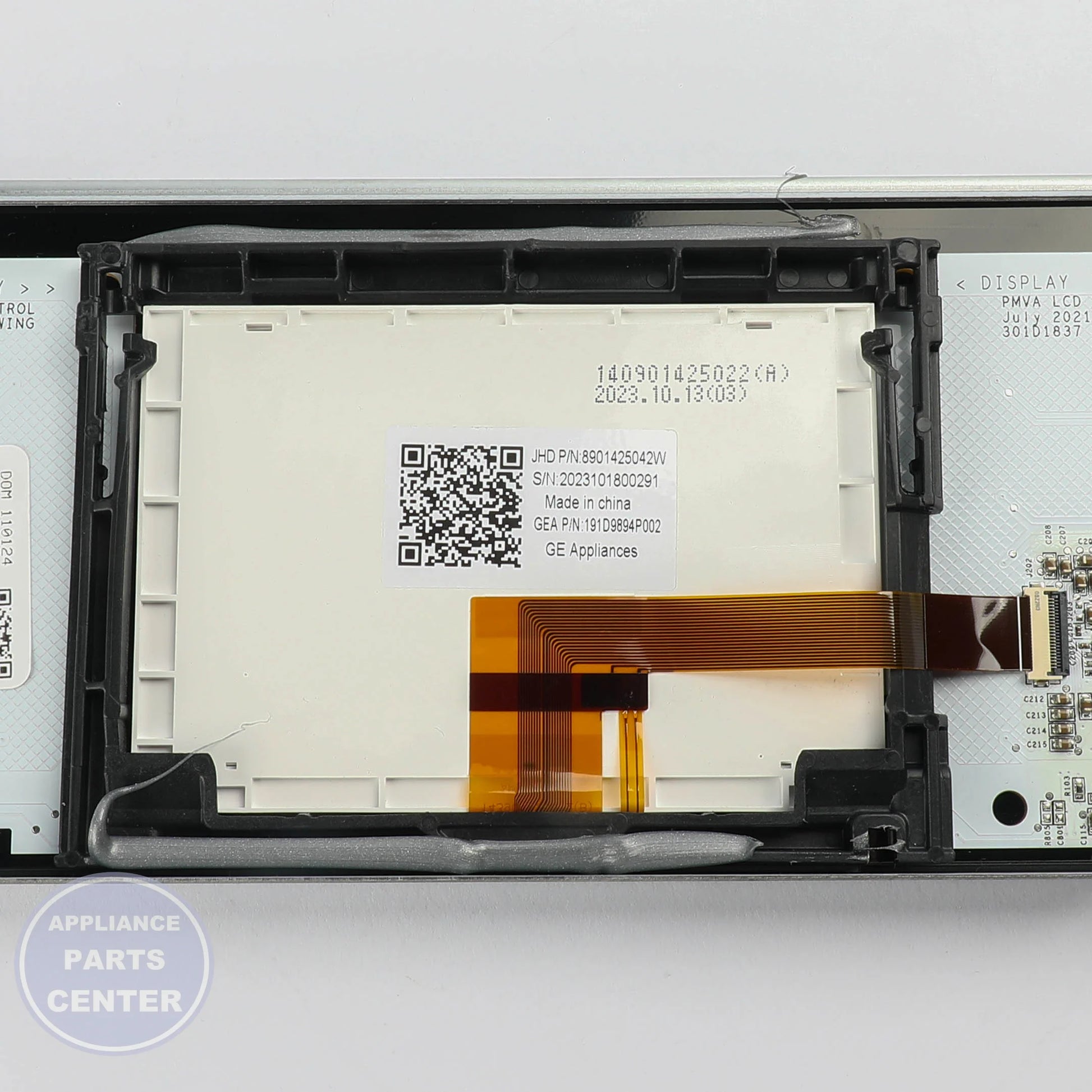 GLASS USER INTERFACE AND BOARD WB27X45326 - Side view with circuit board specifications