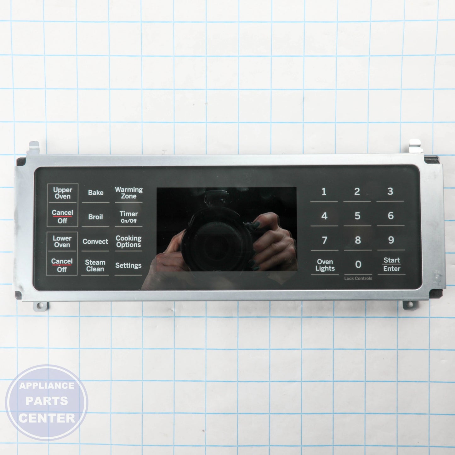 GEH GLASS USER INTERFACE AND BOARD WB27X45326 - Installation in GEH Range/Stove/Oven showing key mounting points