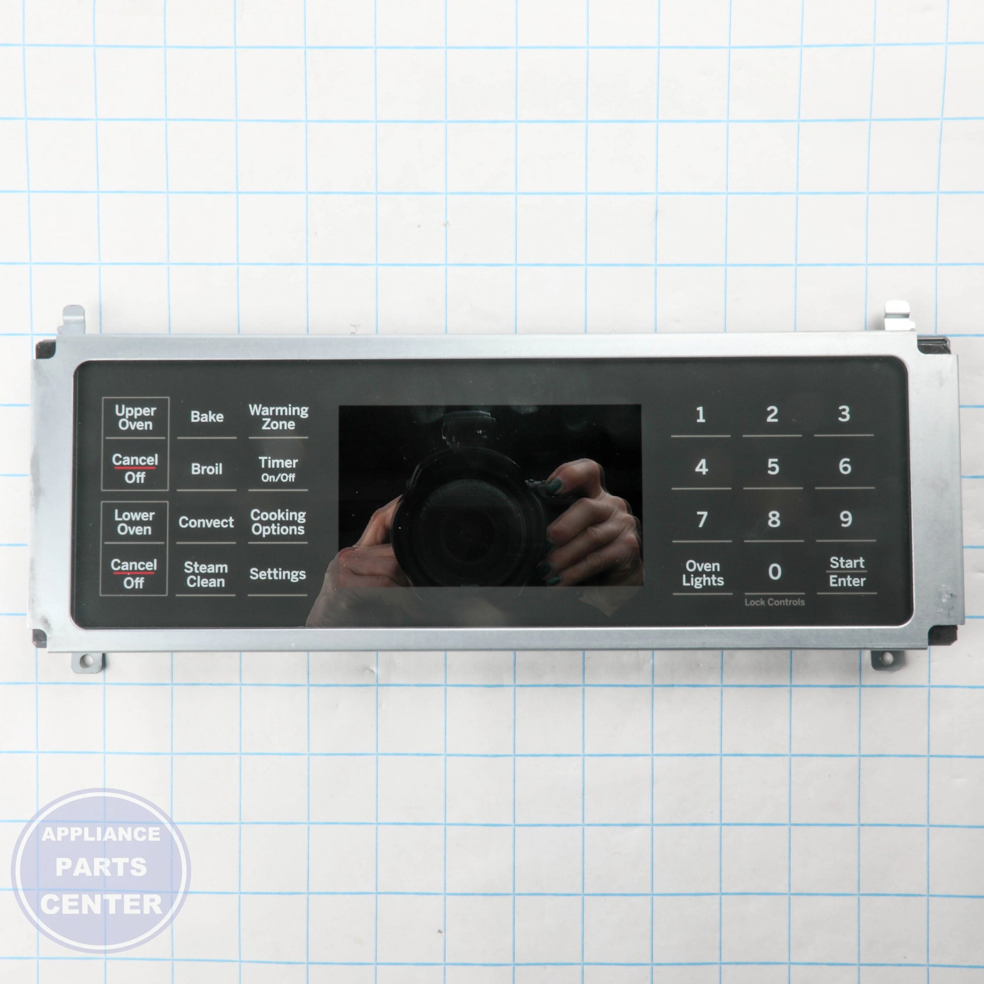 GEH GLASS USER INTERFACE AND BOARD WB27X45326 - Installation in GEH Range/Stove/Oven showing key mounting points