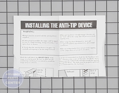 Anti Tip Bracket WB2K20 - Detailed view of secure flange design
